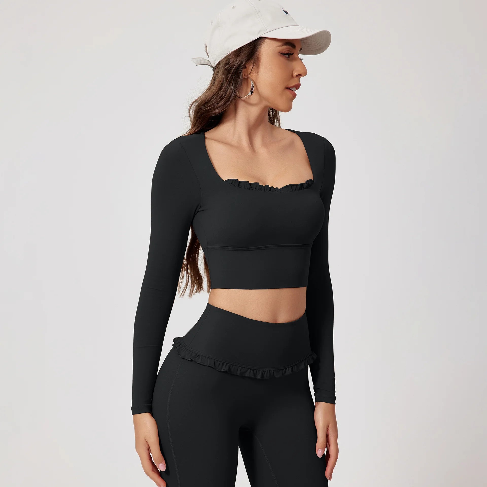 Premium Women’s 2-Piece Yoga & Gym Set – Long Sleeve Quick-Dry Sportswear