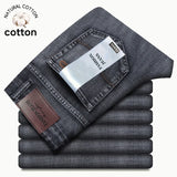 Autumn Winter Men's Jeans Classic Retro Grey Denim Pants Man Work Slim Straight Stretch Cotton Trousers Streetwear Plus Size 40