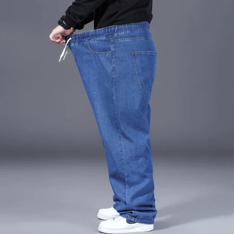 Men's Plus Size Straight-Leg Elastic Waist Jeans