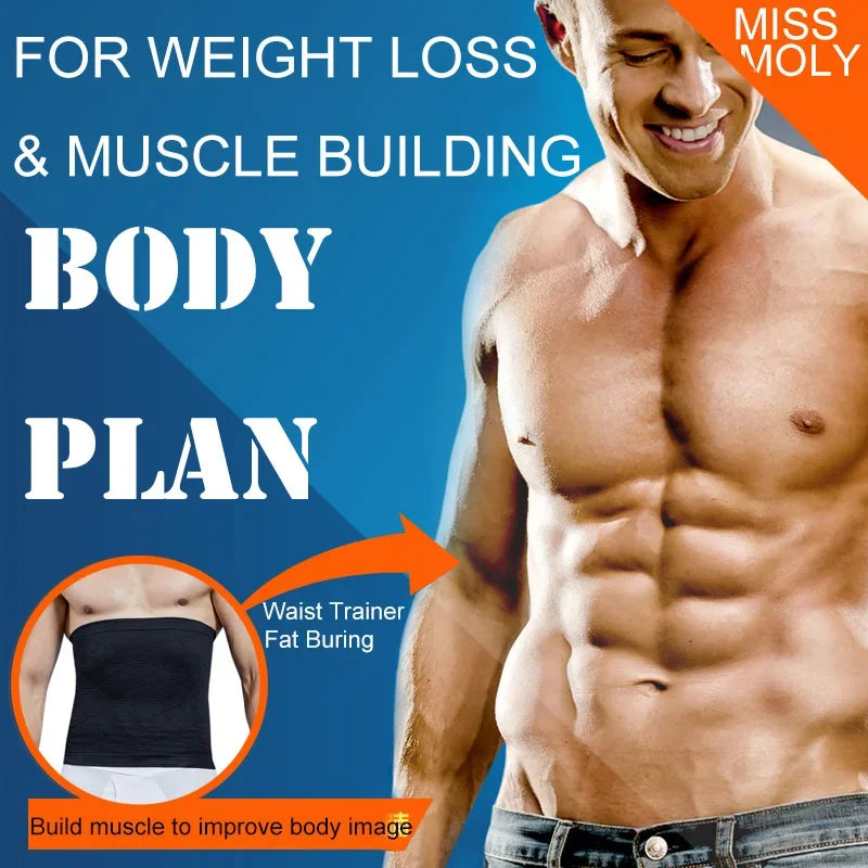 Mens Tummy Control Shapewear Compression Waist Cincher Slimming Body Shaper Belly Fat Girdle Stomach Band Back Support Belt