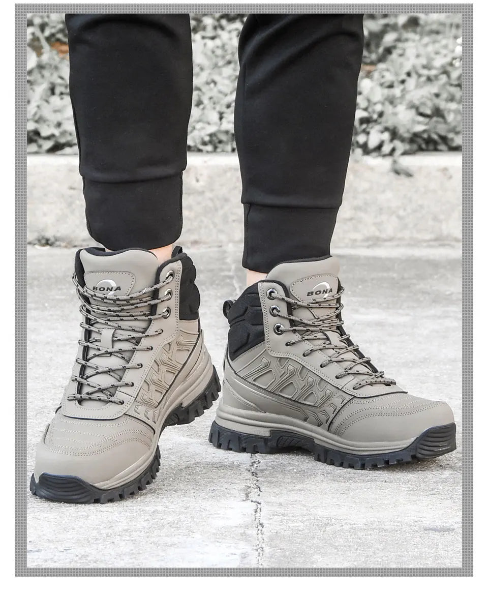 BONA 2023 New Designers Brand Winter Warm Boots Men Plush Nubuck Snow Boots Man High Quality High Top Boots Mansculino Sneakers