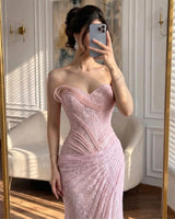 Contessa Pink Lace Off-Shoulder Mermaid Evening Gown