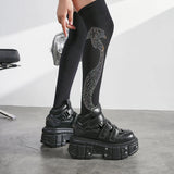 2026 New Punk Style Women Shoes Lace-up Heel Height 6CM Platform Shoes Woman Metal Decor Woman Sneakers Gothic Ankle Rock Boots