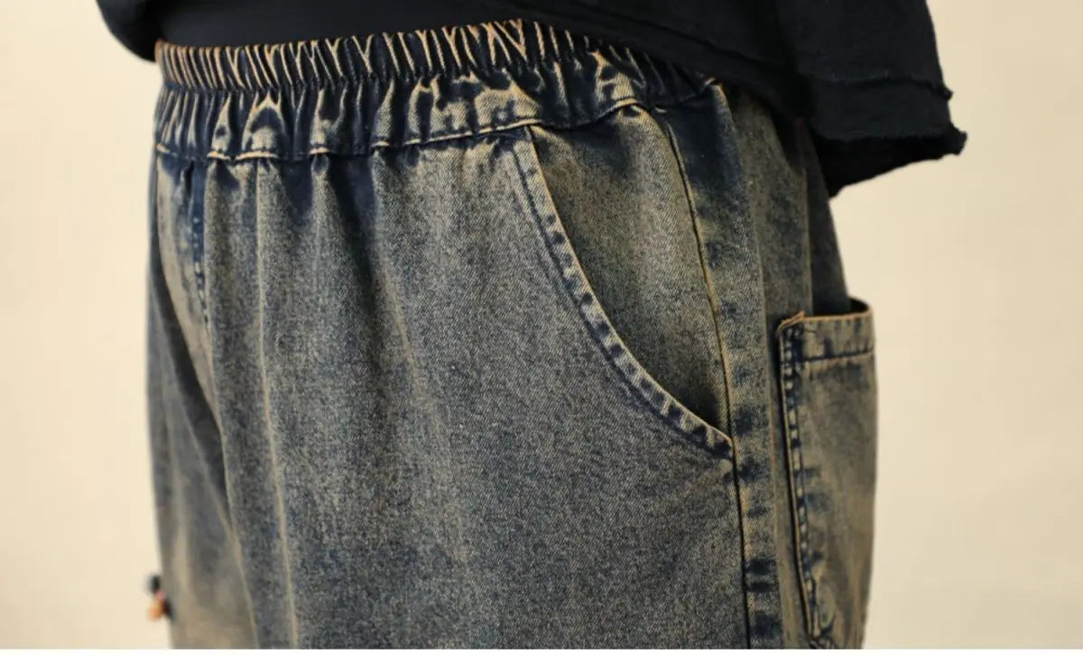 Women's Retro Embroidered High-Waist Jeans