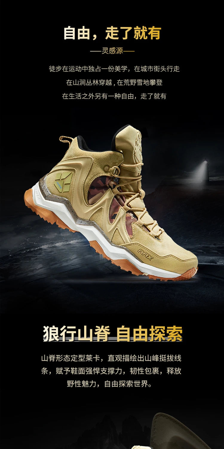 RAX Waterproof Hiking Shoes Men Winter Outdoor Sneakers for Men Snow Boots Plush Mountain Snowboots Outdoor Tourism Jogging Shoe