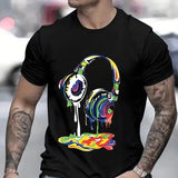 Men’s Hip Hop Melting Headset Graphic Oversized Tee