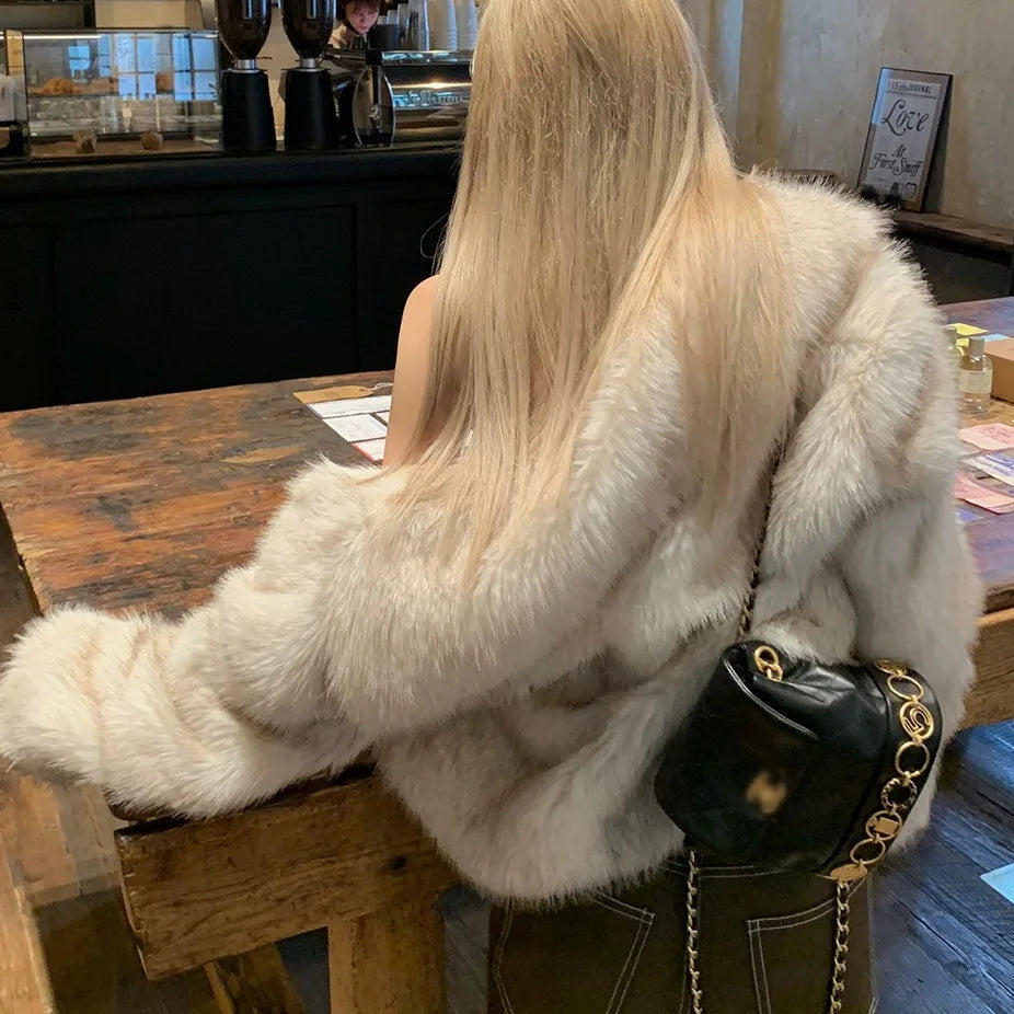 Women's Faux Fur Winter Jacket with Pockets