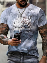 Men's Dragon Print Short Sleeve Graphic T-Shirt