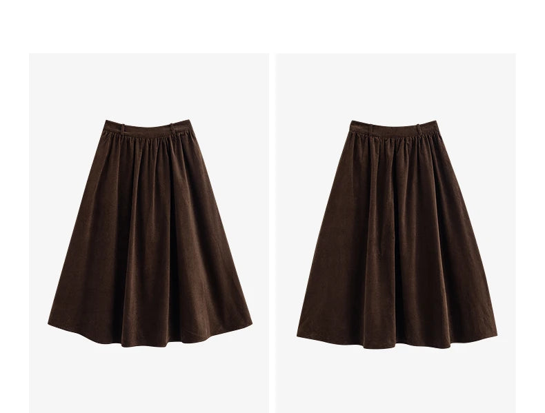 Toyouth Corduroy Ankle-Length A-Line Skirt | Autumn 2025