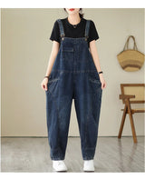 Vintage Patchwork Denim Cargo Overalls