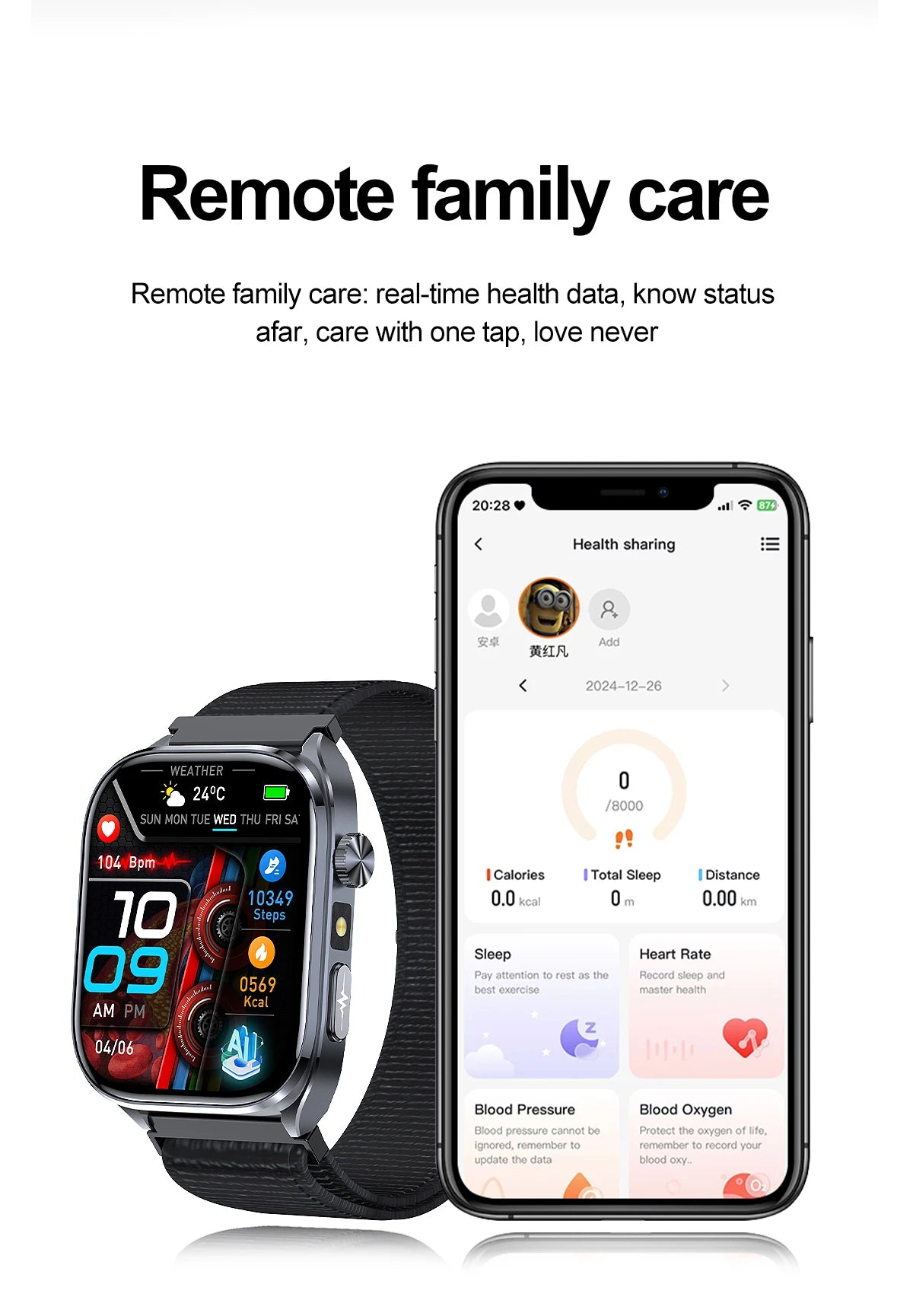 ECG+PPG Health Smartwatch – AI Body Analysis & BT Calling