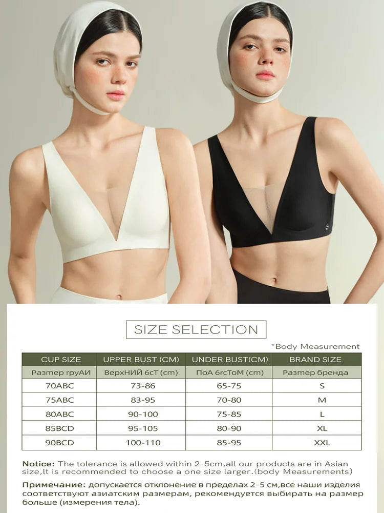 Sujiin Seamless Plunge Push-Up Bra for Women | XM048
