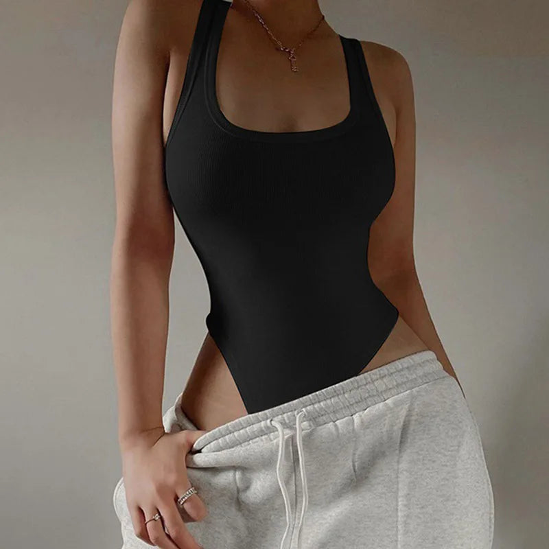 Women's Sleeveless Off-Shoulder Halter Knit Bodysuit