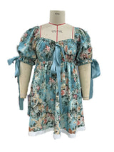 Women's Plus Size Floral Print Flare Sleeve Mini Dress