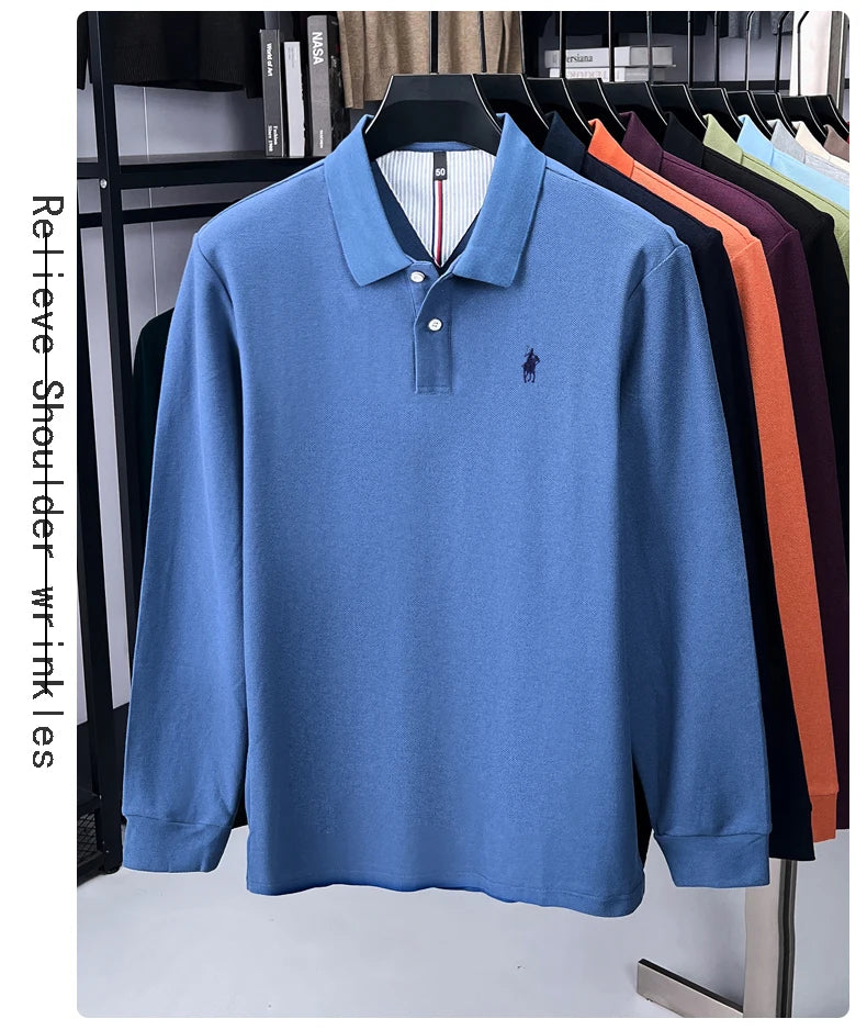 Premium Cotton Embroidered Long Sleeve Polo Shirt