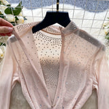 Sparkle & Shine: Women's Rhinestone Mesh Romper