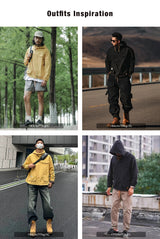 Maden Casual Outdoor Multi-pocket Hooded Men's Jackets Spring Fall Loose Windbreak Parka Ginger Climbing Outerwear Track Jacket
