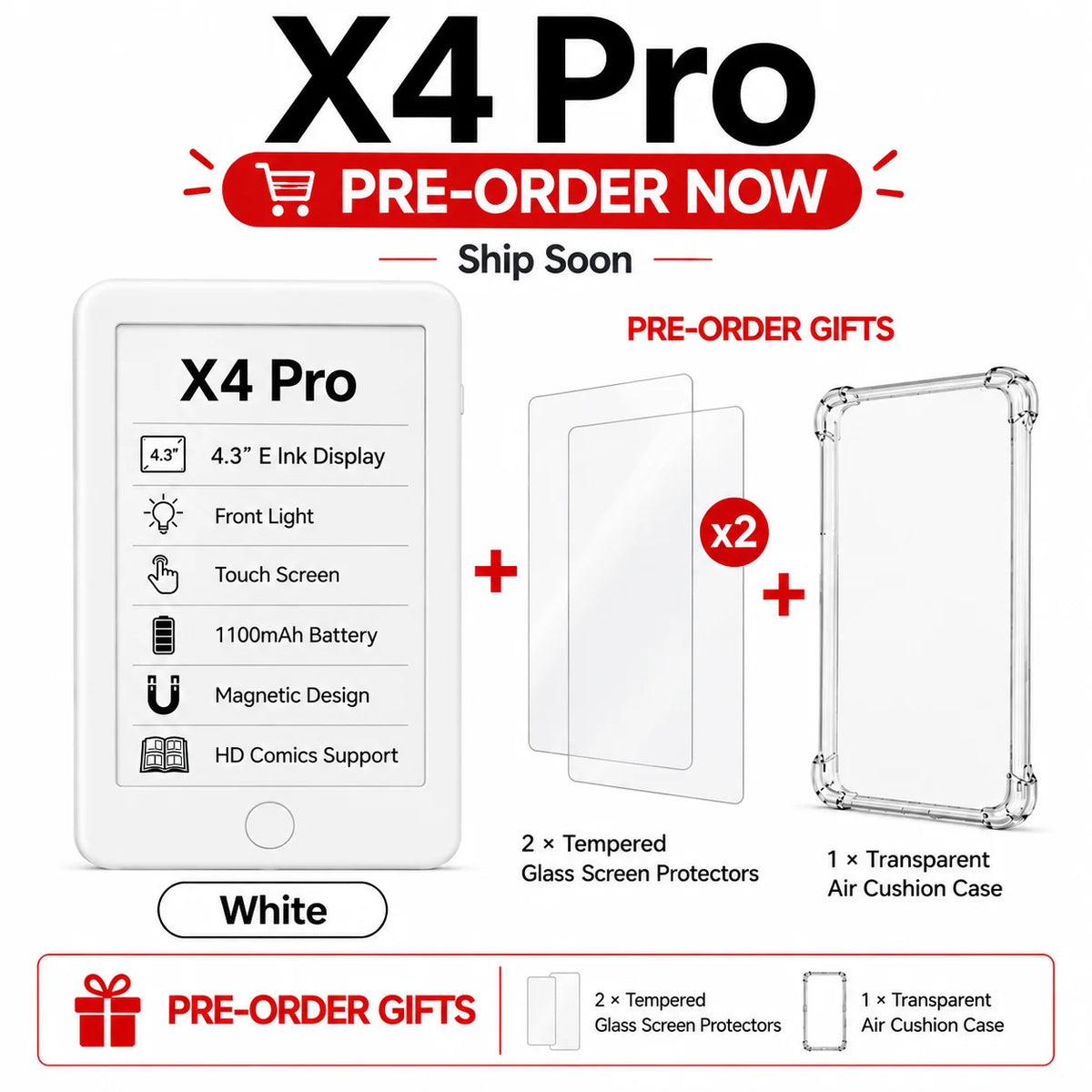 XTEINK Pocket E Ink E-Reader for Travel & Daily Reading