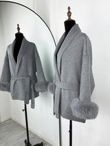 Elegant Fox Fur & Double-Sided Wool Coat