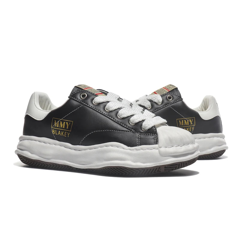Unisex Thick Sole Board Sneakers — Breathable Lace-Up Casual Walking Shoes