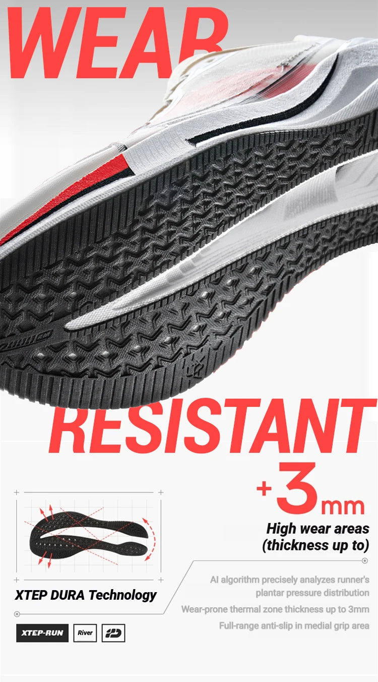 Xtep 2000km 5.0 Running Shoes Soft Marathon Sneakers Cushion Durable Professional Combat Street Lightweight Shoes 874119110023