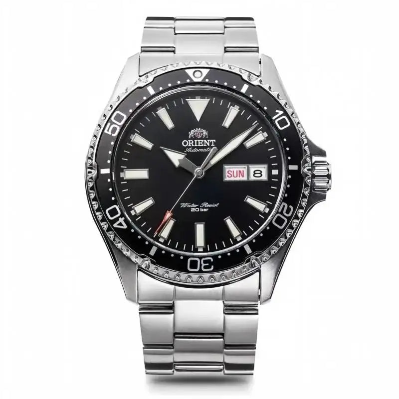 Orient Men Automatic Mechanical Diving Watch 20Bar Water Resistant Week Date Calendar Luminous Stainless Steel Sports Wristwatch