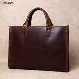 Original Ultra-Simple High Quality Men's Leather Document Baotou Layer Cowhide Computer Bag Business Trip Office Handbag