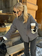 Urban Stand-Collar Woolen Coat