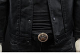 2024 Autumn and Winter New Men's Fashion Handsome with Solid Color Boutique Lapel Motorcycle Leather Coat Slim Fashion  M-5XL