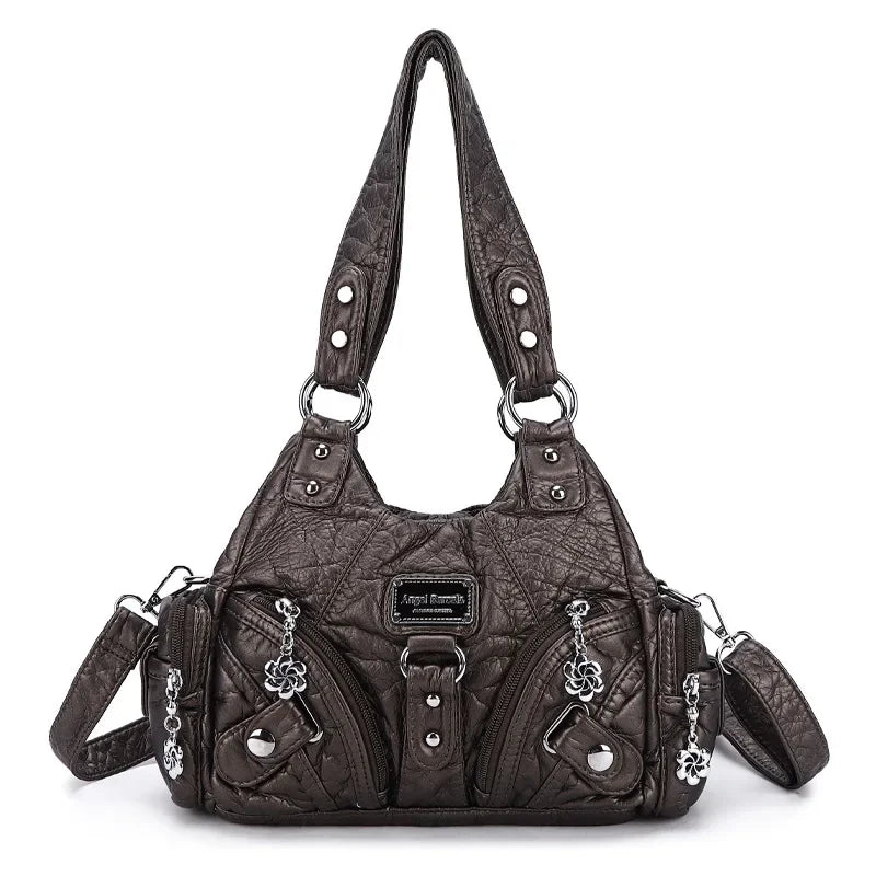 Angelkiss Women Handbags Rose Soft Tote Bag Small Top-handle Purse Fashion Satchel Multi-Pockets Shoulder Bag Hobos Phone Pack