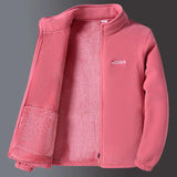 Women's Fleece Zip-Up Jacket with Embroidered Stand Collar