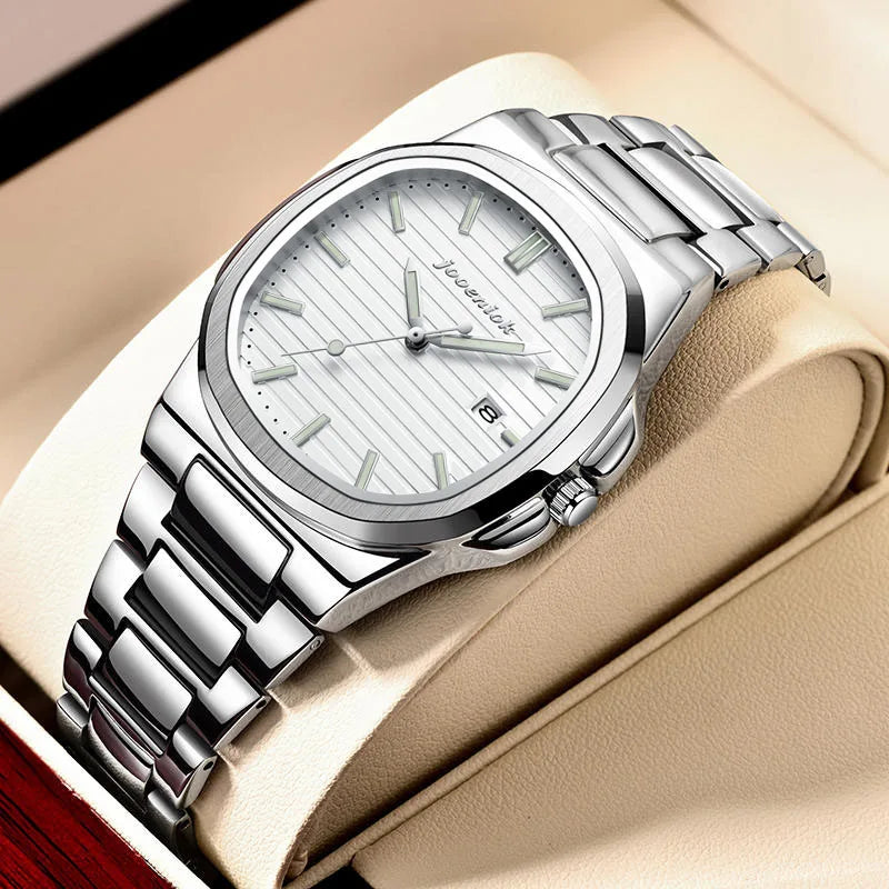 2025 New luxury military man watch square waterproof bright Date week men watch stainless steel Quartz men watches Reloj + box