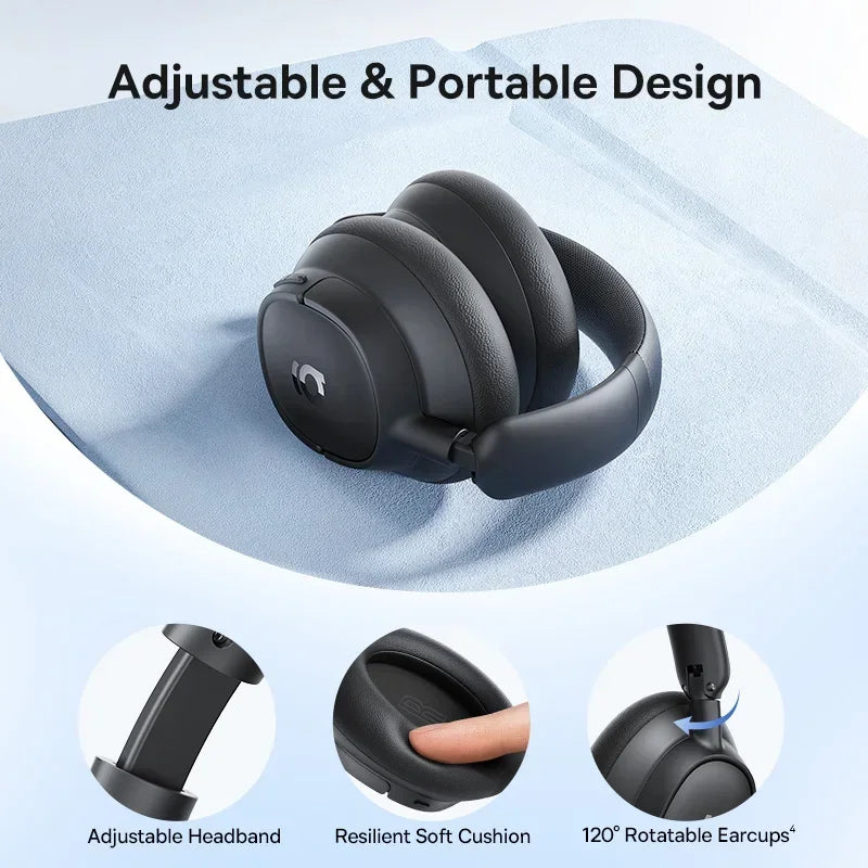 Baseus EH10 NC ANC Wireless Headphones 45dB Adaptive Hybrid Noise Cancelling Headsets Hi-Res LDAC Headphone Bluetooth 6.0 80Hrs