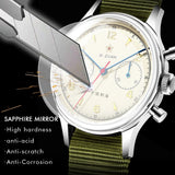 Red Star Retro 1963 Chronograph ST1901 Hand Winding Movement Air Force Pilots Aviation Sapphire Men Mechanical Watch Waterproof