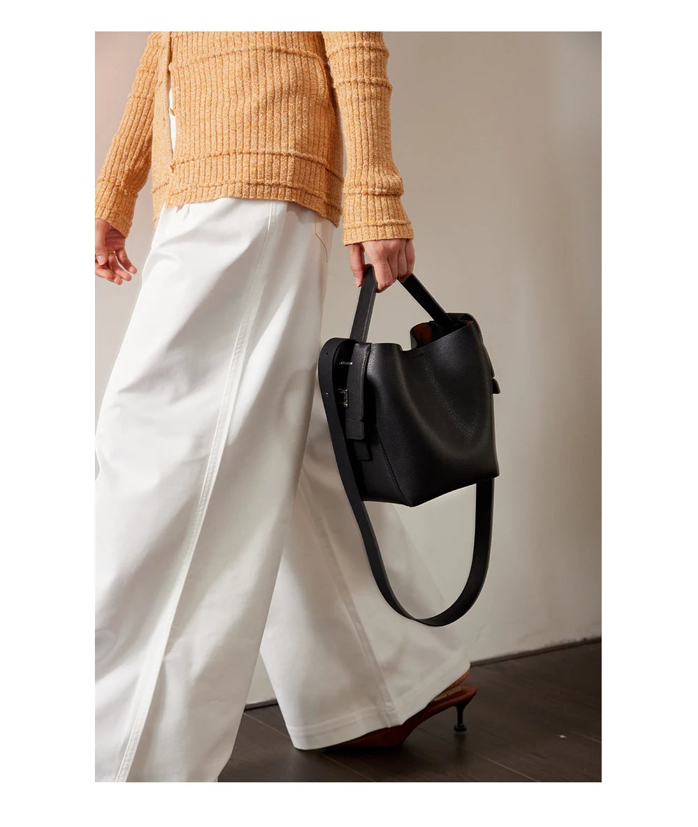 LA FESTIN Original Brand Genuine Leather Ladies Handbag Shoulder Crossbody Bag Portable Bucket Bag Female Bags Women's Bag