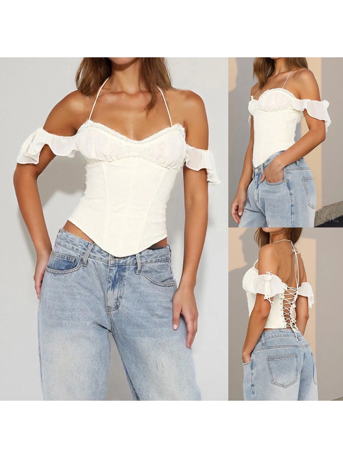 Elegant V-Neck Ruffled Blouse