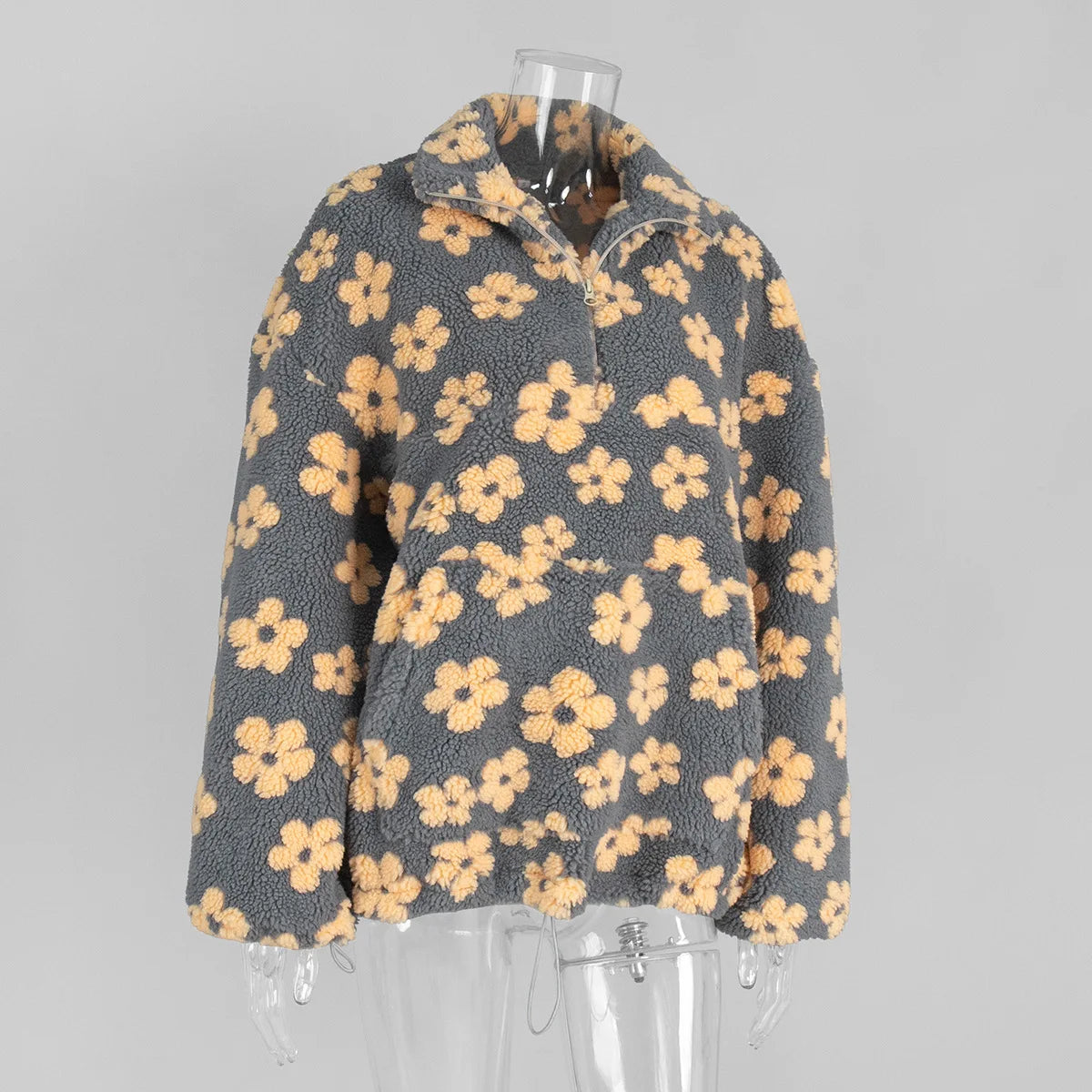 Women's Floral Fleece High-Neck Pullover