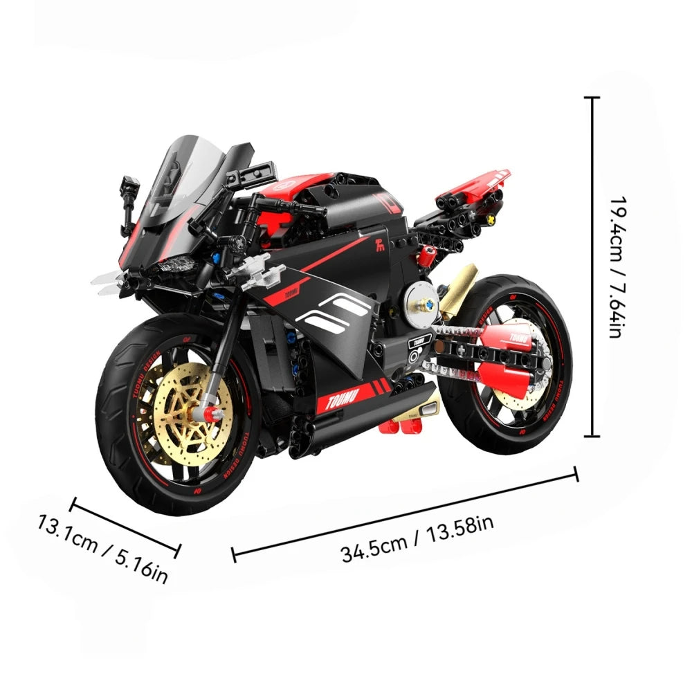 FUNXINEE Technical 1:5 Scale V4 Motorcycle Building Blocks Set MOC Style Assembly Bricks STEM Educational Gift for Boys Girls