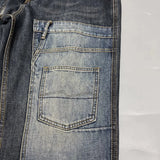 Patchwork Straight Leg Jeans Plus Size Multi Pocket Japanese Streetwear High Quality Trendy Skater Fit Denim Trousers 2025 New