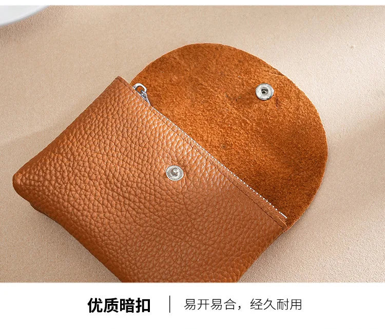 Custom Letters Fashion Women Short Wallet Genuine Leather Double Wallet Small Coin Purse Mini Credit Card Holder Key Storage Bag
