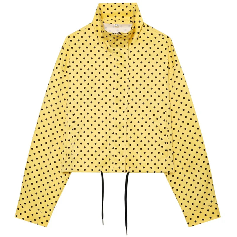 HXAO Polka Dot Bomber Jacket – Women's Zip-Up Coat