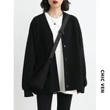 Women's Relaxed V-Neck Cotton-Blend Cardigan