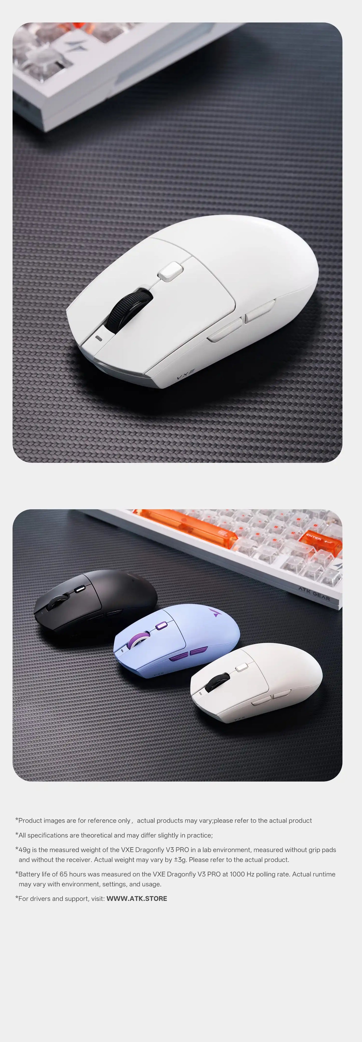 ATK VXE Dragonfly V3 PRO Bluetooth Gaming Mouse PAW3395SE 2.4G Wireless E-sports Mice Rechargeable Lightweight Ergonomic
