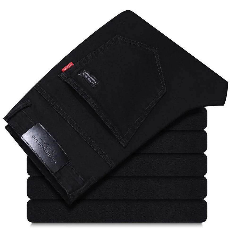 Men’s Classic Black Straight-Leg Stretch Jeans