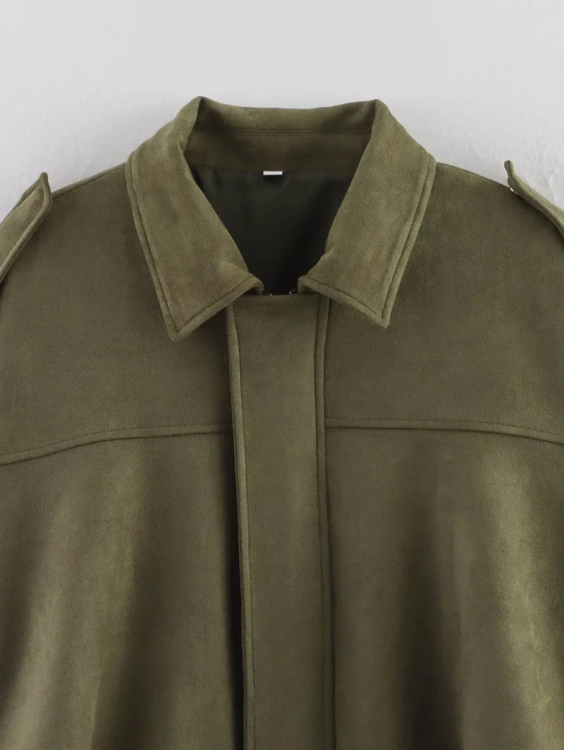 ETJ Women's Suede Lapel Shoulder Jacket – Spring 2026