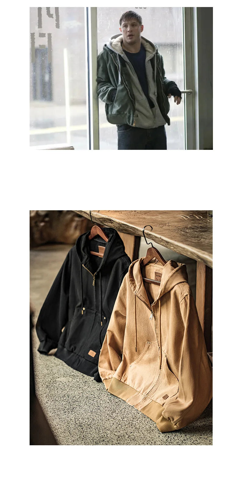 Maden J130 Heavyweight Canvas Hooded Jacket for Men