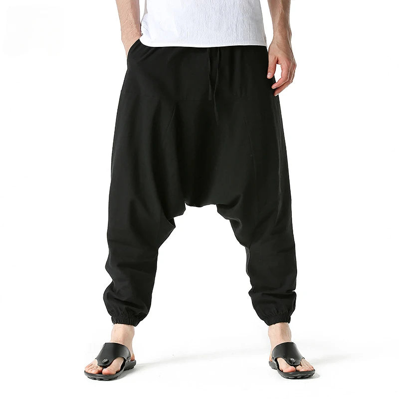Men's Cotton Linen Loose-Fit Harem Pants