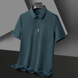 New Men's Short Sleeved Solid Color POLO Shirt Breathable and Comfortable Elastic Top