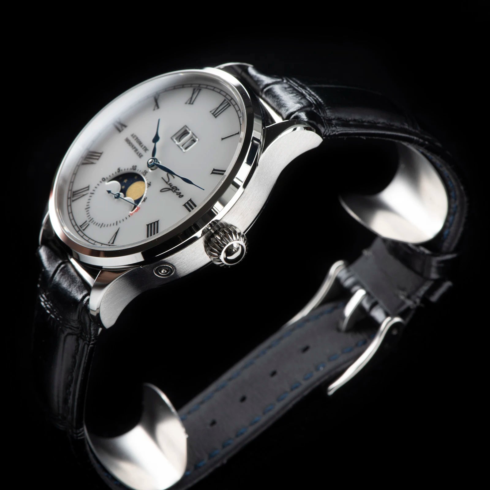 Sugess Watch Tianjin ST25 Automatic Mechanical Movement Real Moonphase Men Watches Luxury Wristwatch Retro Reloj Hombre Sapphire