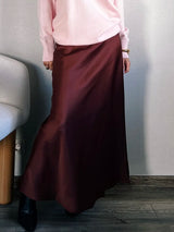 Women's Satin Maxi Skirt – Elegant Ankle-Length
